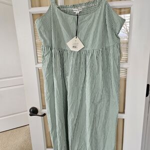 Ava & Viv Green and White Striped Top